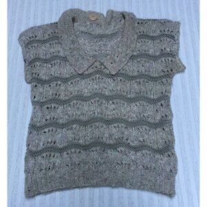 Vintage Linden O Womens Gray Pullover Crochet Sweater Vest Size Large Cap Sleeve